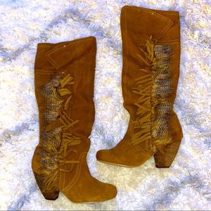 Bohemian suede cowgirl boots